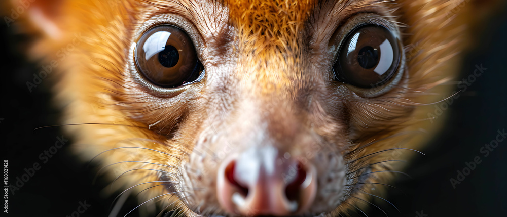 Aufkleber close-up of a curious animal with large eyes and unique features capturing intriguing expression in 