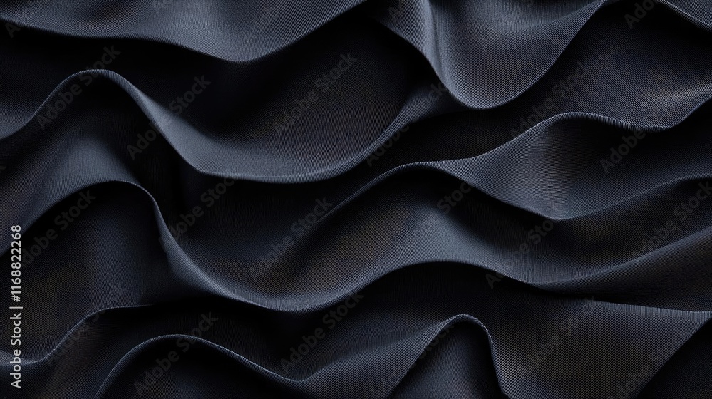 Poster velvet abstract background concept. elegant black fabric texture featuring flowing waves and subtle 