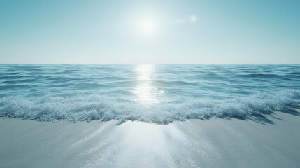 Obraz premium A Stunning Minimalist Beach Scene Featuring a Smooth Shoreline, Pale Sand, and Clear Sky Perfect for Relaxation