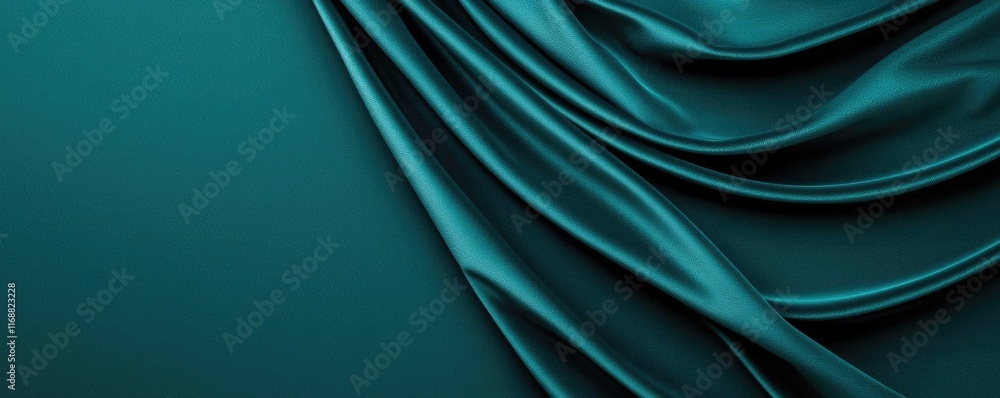 Poster velvet abstract background concept. elegant teal fabric folds create a rich texture and depth in thi