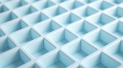 Grid abstract background concept. Close-up of a light blue grid with individual square compartments.