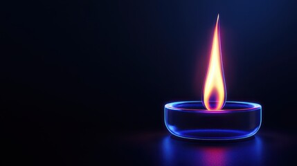 A glowing candle flame casts a serene ambiance in a dark space, symbolizing warmth and tranquility.