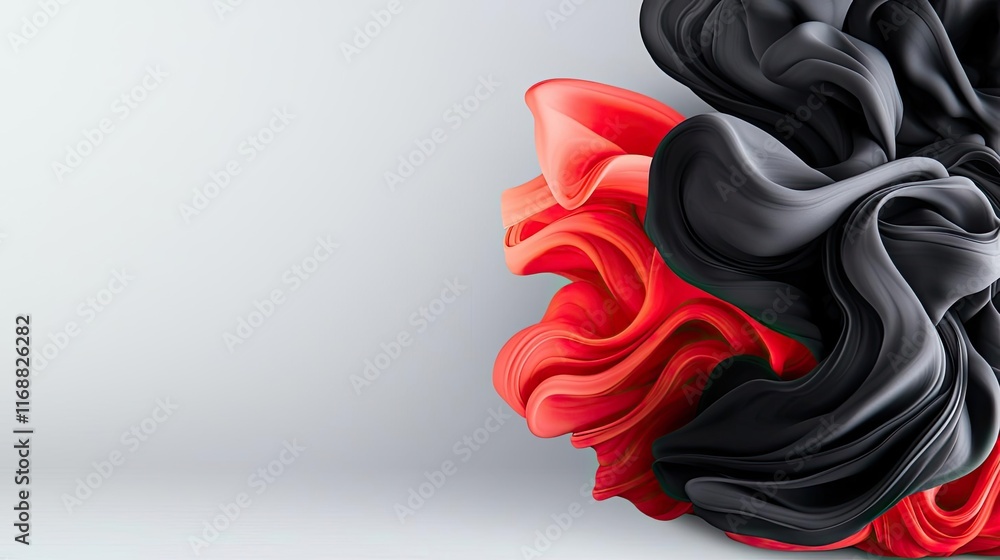 Poster ink abstract background idea. abstract swirl of red and black fabric textures creating an artistic d