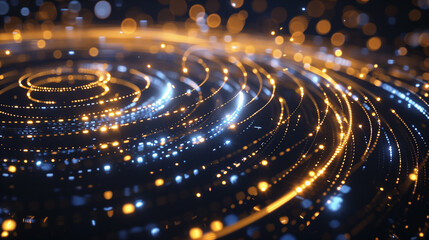 Obraz premium Futuristic Sci-fi Glowing Abstract Swirls of Light Particles Background 