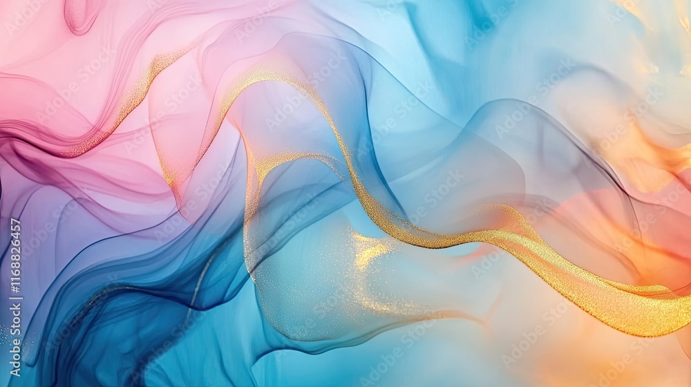Poster ink abstract background idea. colorful abstract waves blending in a smooth, artistic composition.
