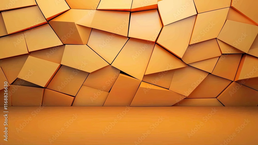 Poster mosaic abstract background concept. abstract orange wall design with geometric shapes and textures f