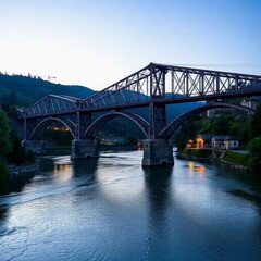 Fototapeta premium bridge over the river at night
