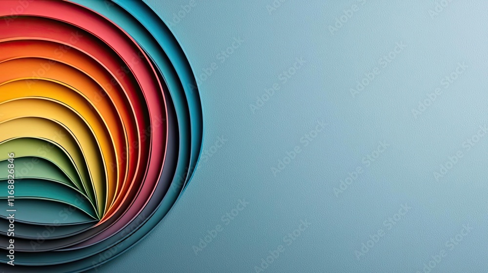 Poster rainbow abstract background idea. a vibrant abstract design featuring layered colors and curves on a