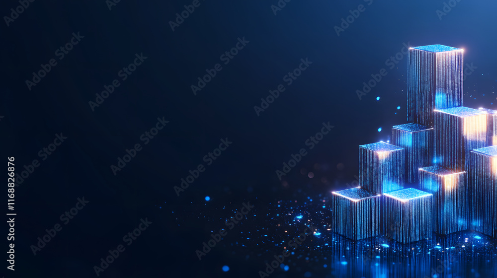 Aufkleber Digital abstract representation of glowing data structures against a dark background