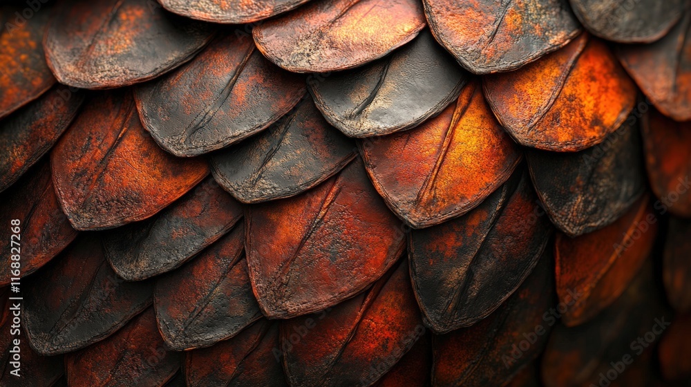 Poster detailed textured surface of dragonscale hide with rich colors and unique patterns for creative desi