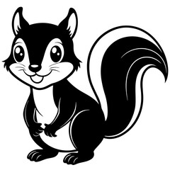 Cute Baby Squirrel Coloring Page for Kids – Simple Black-and-White Outline