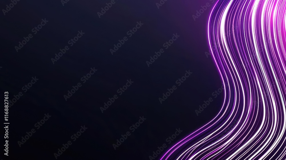 Aufkleber grid abstract background concept. dynamic flow of vibrant purple neon lines on a dark background for