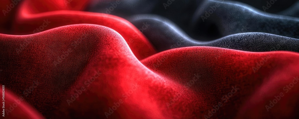 Poster velvet abstract background concept. abstract texture of flowing red and black fabric creating a dram