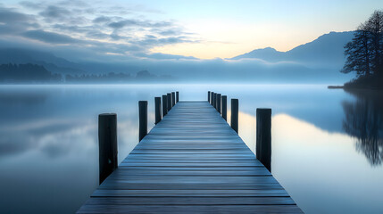 Captivating Serene Sunrise Over a Calm Lake with Minimalist Elements and Soft Pastel Reflections