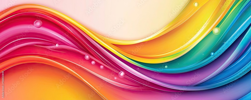 Poster rainbow abstract background idea. vibrant abstract waves in rainbow colors with smooth gradients and