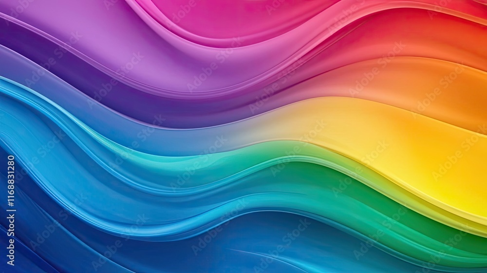 Poster rainbow abstract background idea. vibrant abstract waves of color in a smooth flowing design for cre
