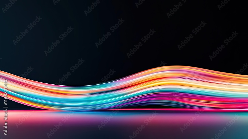 Poster rainbow abstract background idea. vibrant light trails creating dynamic, colorful patterns on a dark