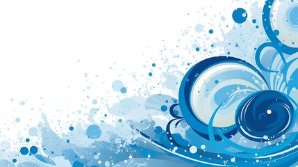 Abstract Blue Swirl Design With Splashes