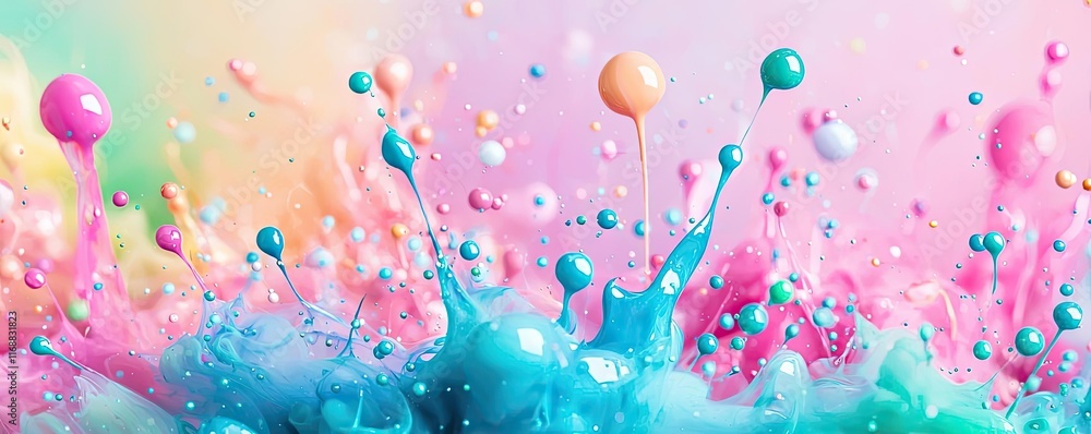 Poster ink abstract background idea. vibrant splashes of colorful paint creating a stunning abstract backgr