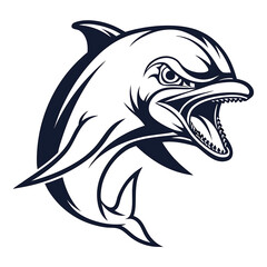 Obraz premium angry Dolphin face icon silhouettes design vector illustration.