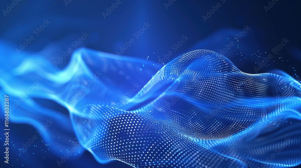 Poster digital wave with many dots and particles. abstract dynamic wave background. technology or science b