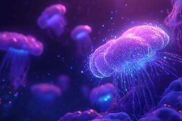 Enchanted Jellyfish: A Deep Sea Symphony in Purple and Blue