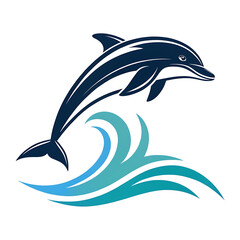 Naklejka premium Dolphin head silhouette vector illustration, logo type
