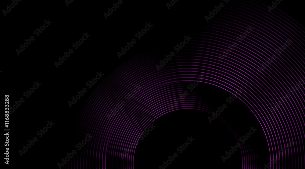 Fototapete Violet shiny circular lines abstract futuristic tech background. Vector minimal geometric design