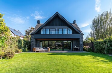 Obraz premium 4-bedroom semi-detached house in North London with a large garden, 20-foot side extensions