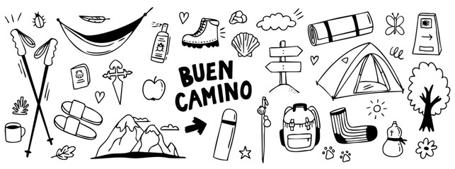 Camino de Santiago hand drawn collection
