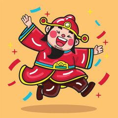 Chinese God of Wealth Illustration good for Design Element