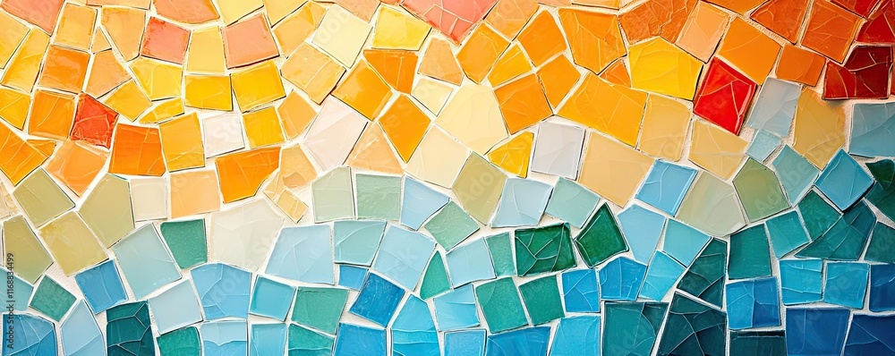 Poster mosaic abstract background concept. vibrant mosaic tiles showcasing a blend of colors and textures i