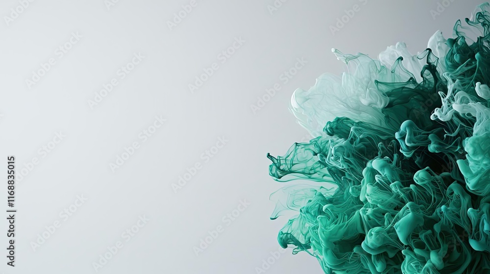Poster ink abstract background idea. abstract fluid shapes in teal and white create a tranquil and artistic