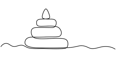 Baby toy pyramide icon. Outline baby toy pyramide vector icon for web design isolated on white background,  Continuous one line drawing, Toy pyramide icon, outline style, Kid toy pyramide icon.