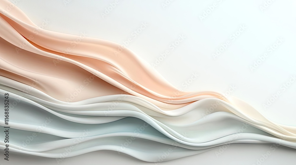 Poster ink abstract background idea. soft waves of fabric in gentle pastel colors create a serene and elega