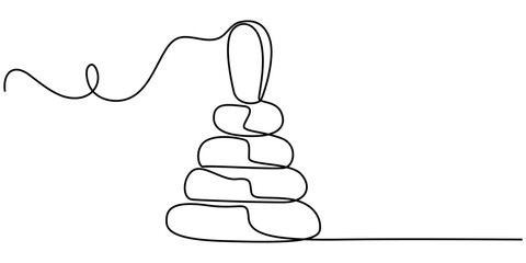 Baby toy pyramide icon. Outline baby toy pyramide vector icon for web design isolated on white background,  Continuous one line drawing, Toy pyramide icon, outline style, Kid toy pyramide icon.