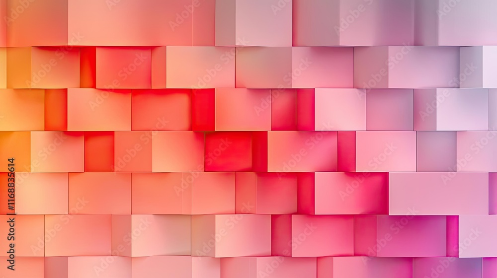 Poster mosaic abstract background concept. vibrant abstract background of stacked cubes in hues of red and 