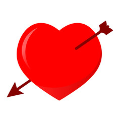 Red vector love heart. Heart with an arrow.