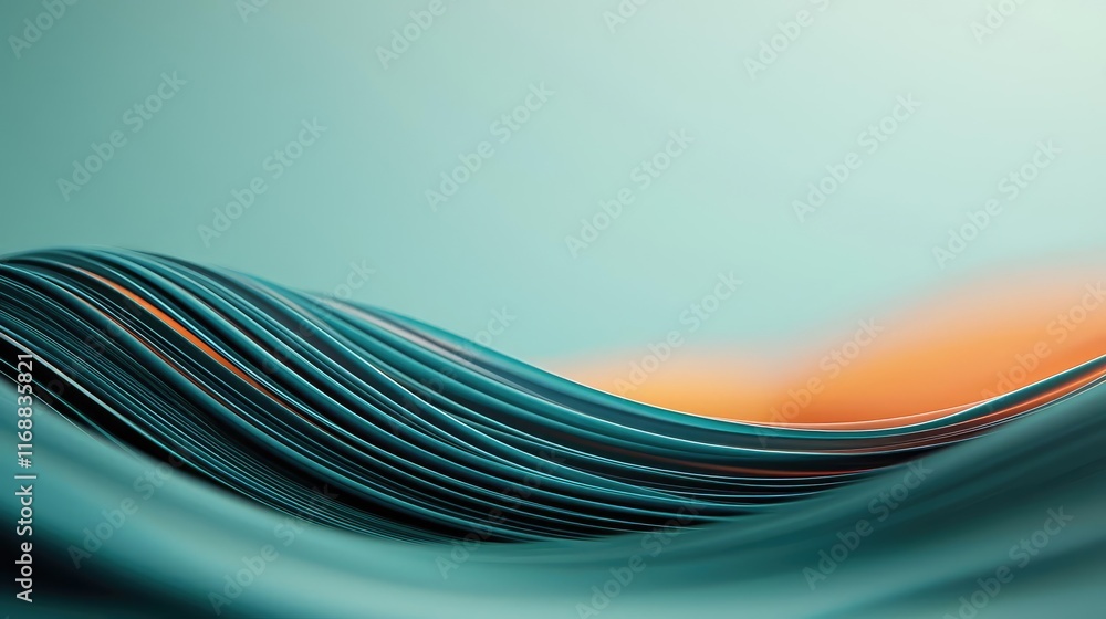 Poster ink abstract background idea. abstract waves in soothing teal and orange tones, creating a serene fe