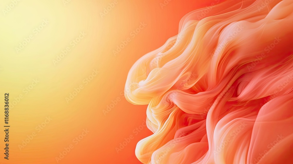 Poster ink abstract background idea. flowing orange and yellow abstract shapes create a warm, vibrant visua