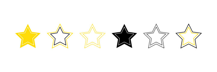 Set with stars vector icons. 6 stars icons.