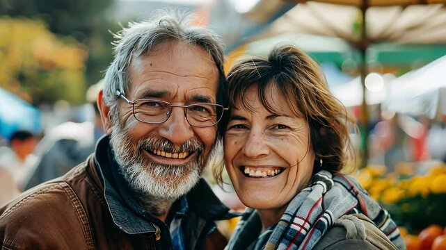 a couple in love buys groceries at the bazaar