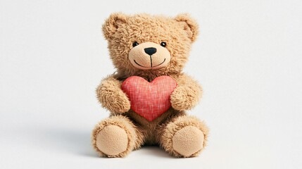 Obraz premium Valentine day. A cute teddy bear holding a heart symbolizes love and affection.