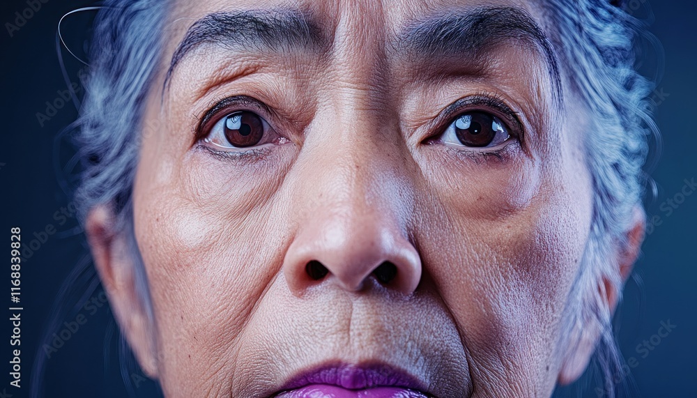 Poster this image captures the essence of a person, showcasing their unique features it is a close-up shot,