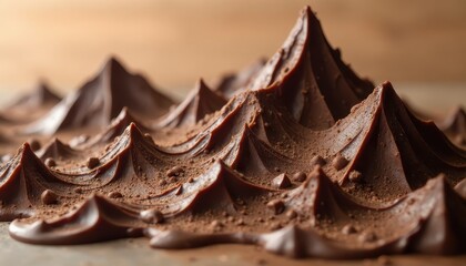 Chocolate horizontal. Chocolate bar as a majestic mountain range&sbquo; with peaks and valleys of chocolate textures.
