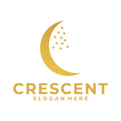 Moon and Stars logo vector template. Luxury Crescent logo design template