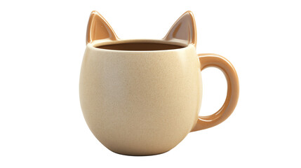 A cute cat ear mug filled with coffee for cat lovers.