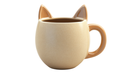 A cute cat ear mug filled with coffee for cat lovers.