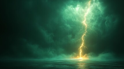 Fototapeta premium Lightning Strike Effect on a Green Background. Generative AI