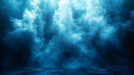 Obraz premium Fog Special Effect on Blue Background for Overlay. Generative AI